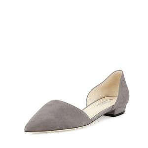 Giorgio Armani Nero Fog Asymmetric Suede D'Orsay Suede Leather Flats 10/40.5